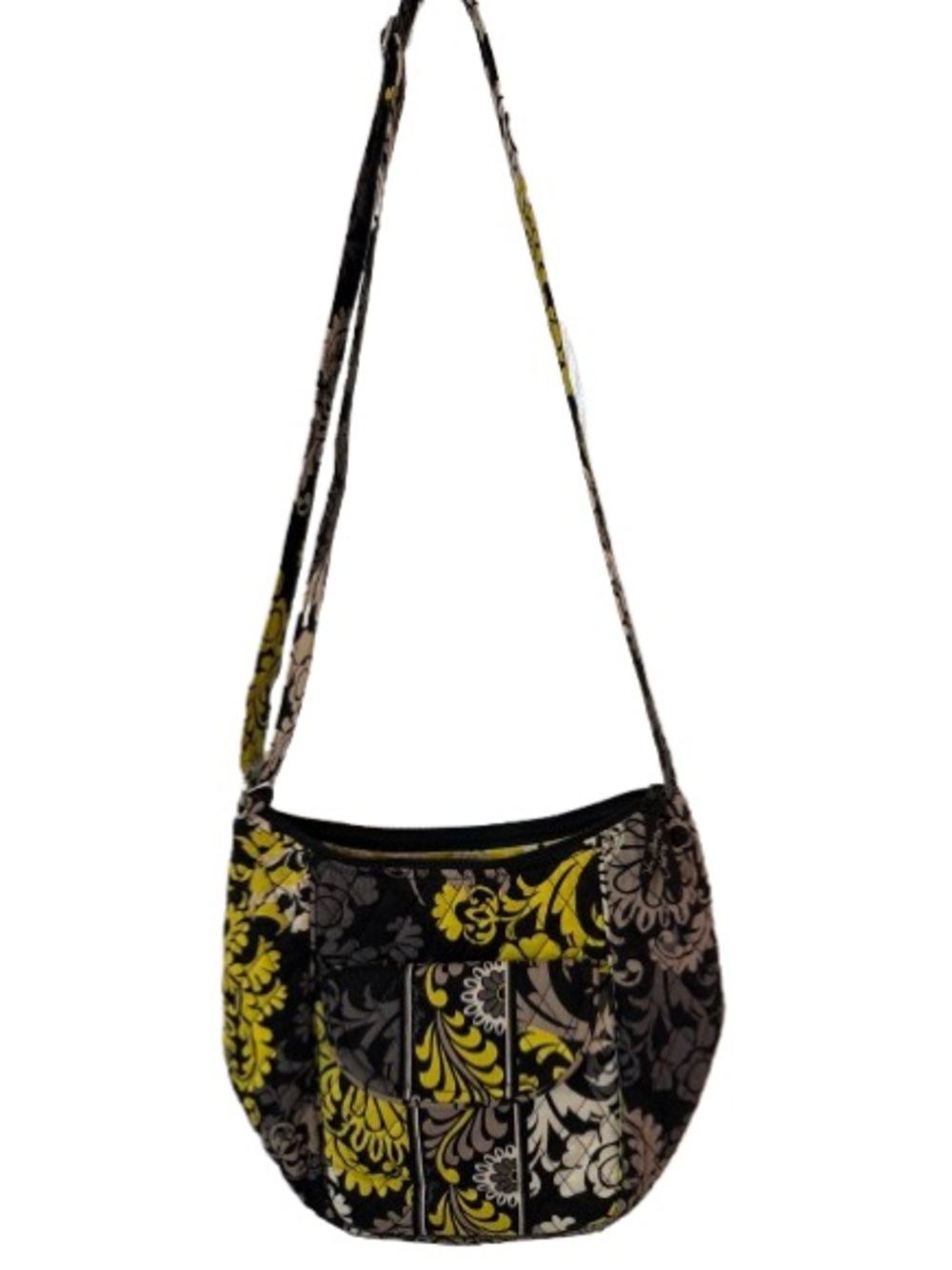 Vera Bradley Retired Baroque Crossbody Hipster Bag - Black/Yellow Floral